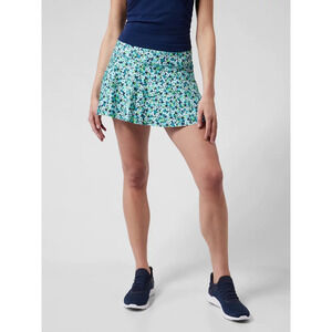 Athleta Girl Swing Skort XL 14 Teal Turquoise Floral Pockets Skirt Shorts Logo